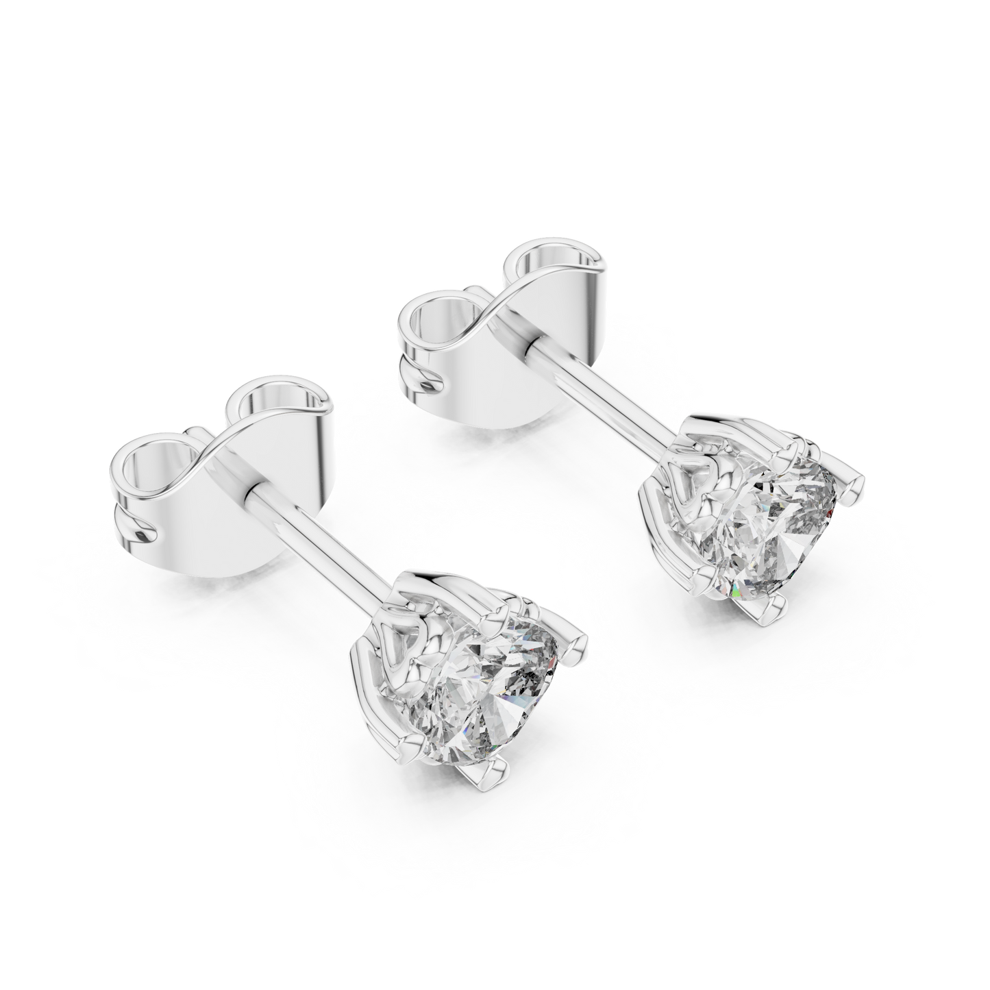 Cushion Cut Lab Grown Diamond Stud Earrings in Platinum