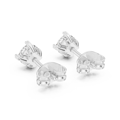 Cushion Cut Lab Grown Diamond Stud Earrings in White Gold