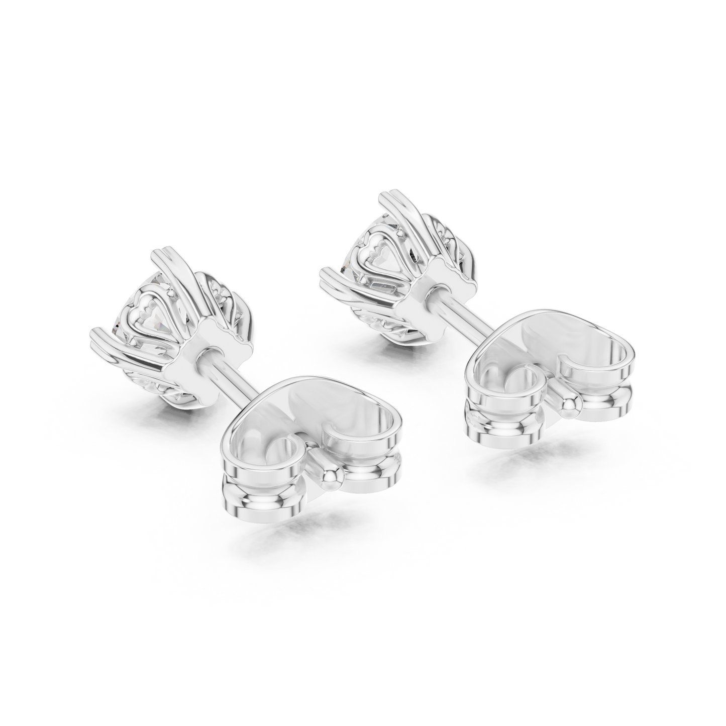 Cushion Cut Lab Grown Diamond Stud Earrings in Silver