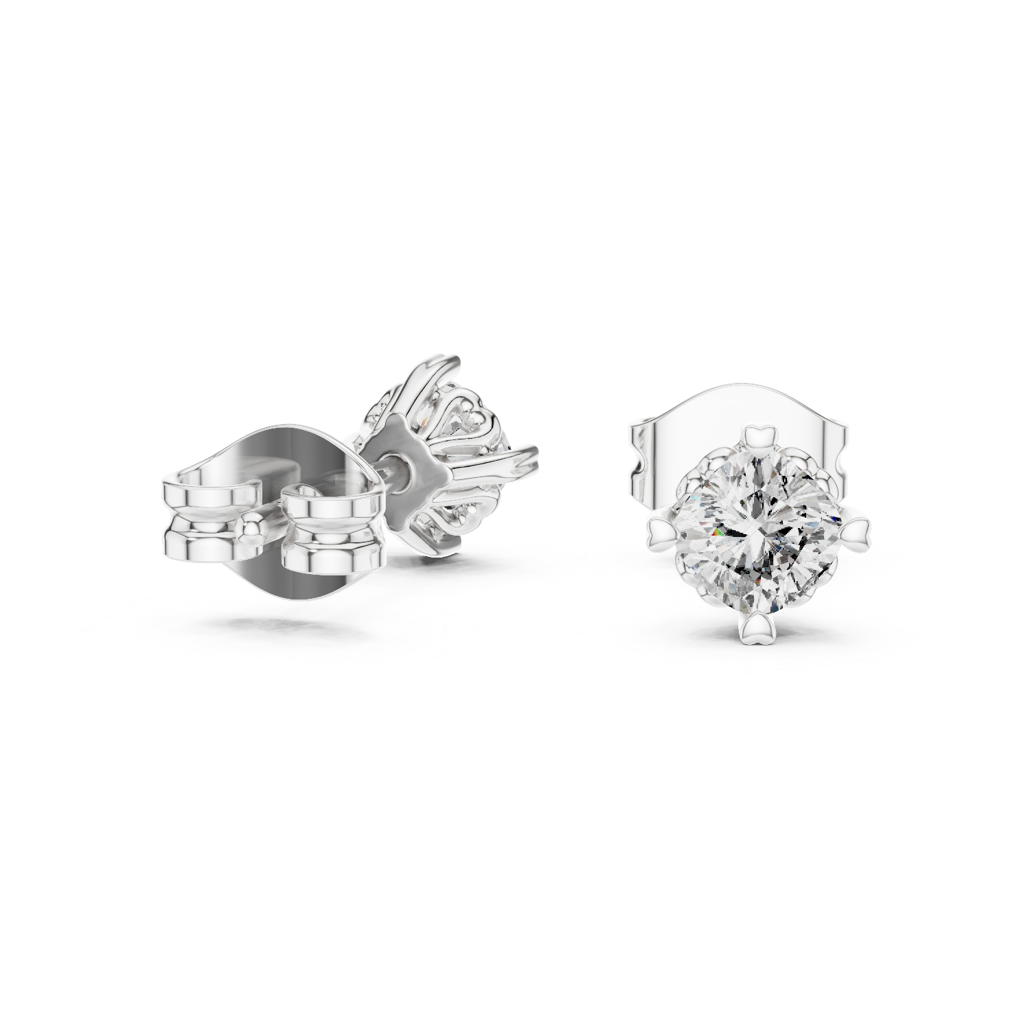 Cushion Cut Lab Grown Diamond Stud Earrings in Platinum