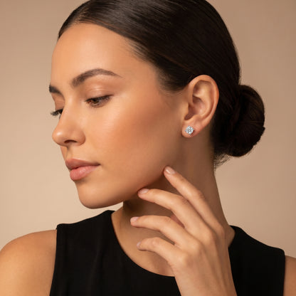 Cushion Cut Lab Grown Diamond Stud Earrings in White Gold