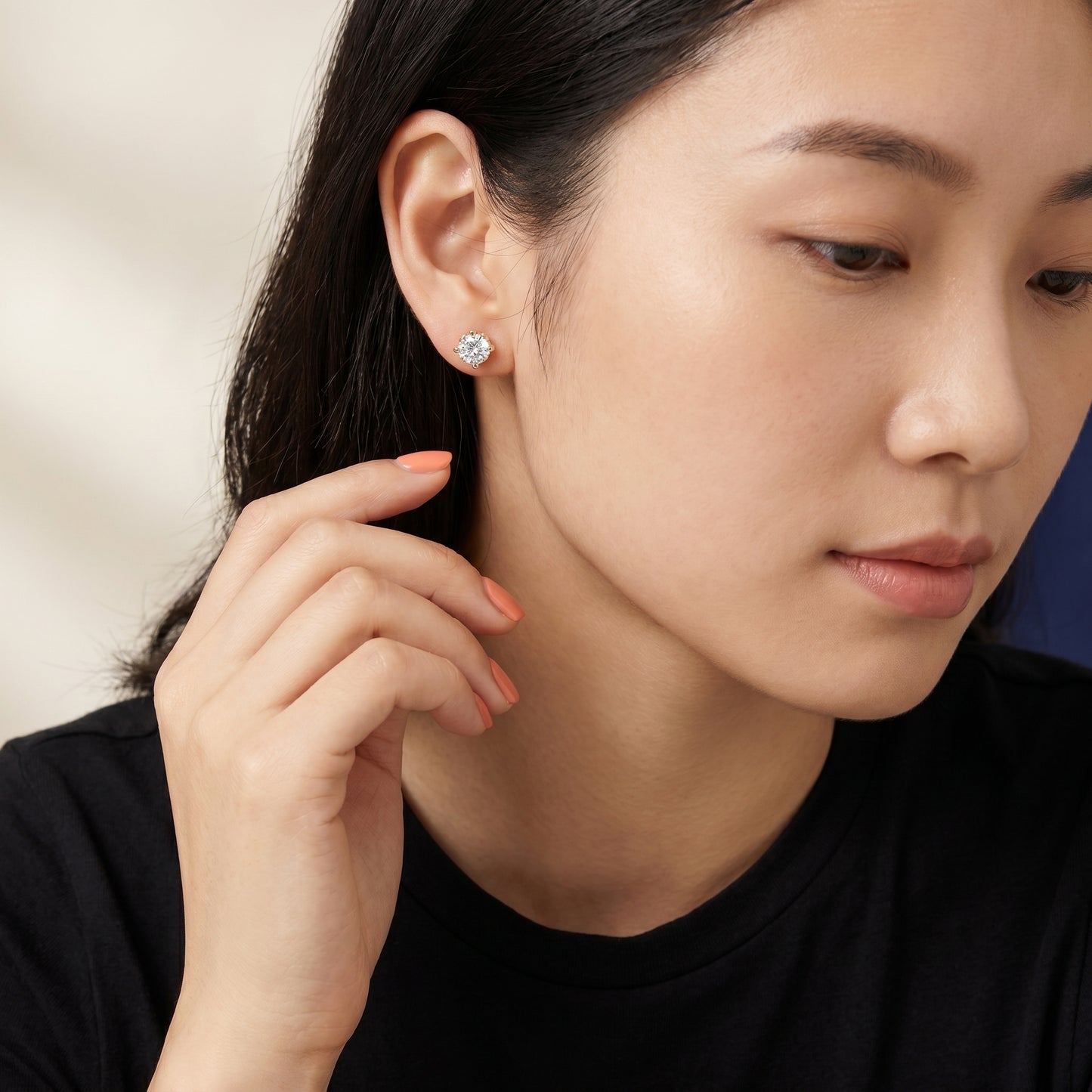 Cushion Cut Lab Grown Diamond Stud Earrings in Yellow Gold