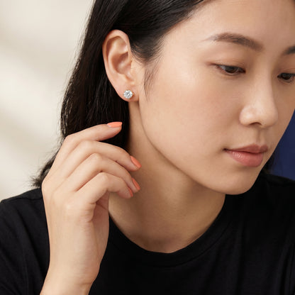 Cushion Cut Lab Grown Diamond Stud Earrings in Yellow Gold