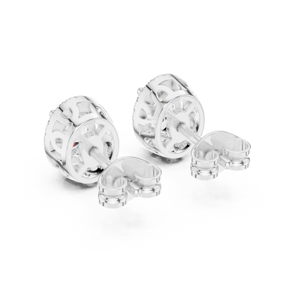 Oval Round Cut Lab Grown Diamond Stud Earrings in White Gold