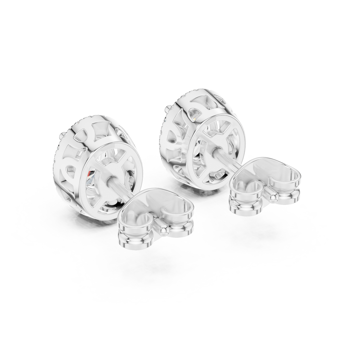 Oval Round Cut Lab Grown Diamond Stud Earrings in Silver