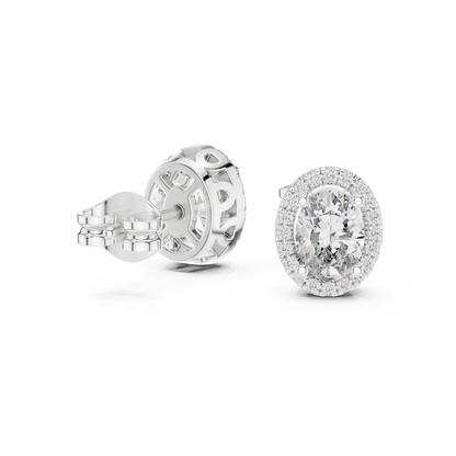 Oval Round Cut Lab Grown Diamond Stud Earrings in Platinum