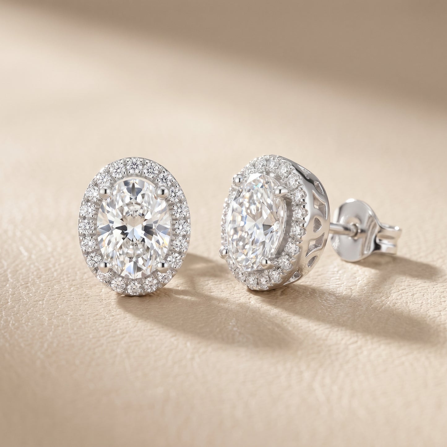 Oval Round Cut Lab Grown Diamond Stud Earrings in Platinum