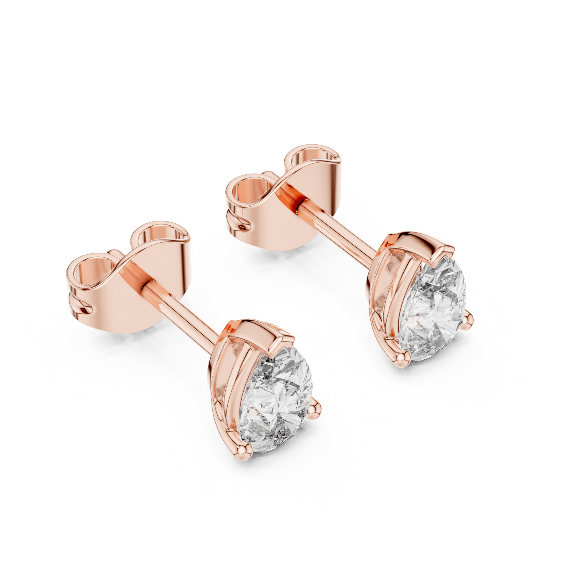 Pear Cut Lab Grown Diamond Stud Earrings in Rose Gold