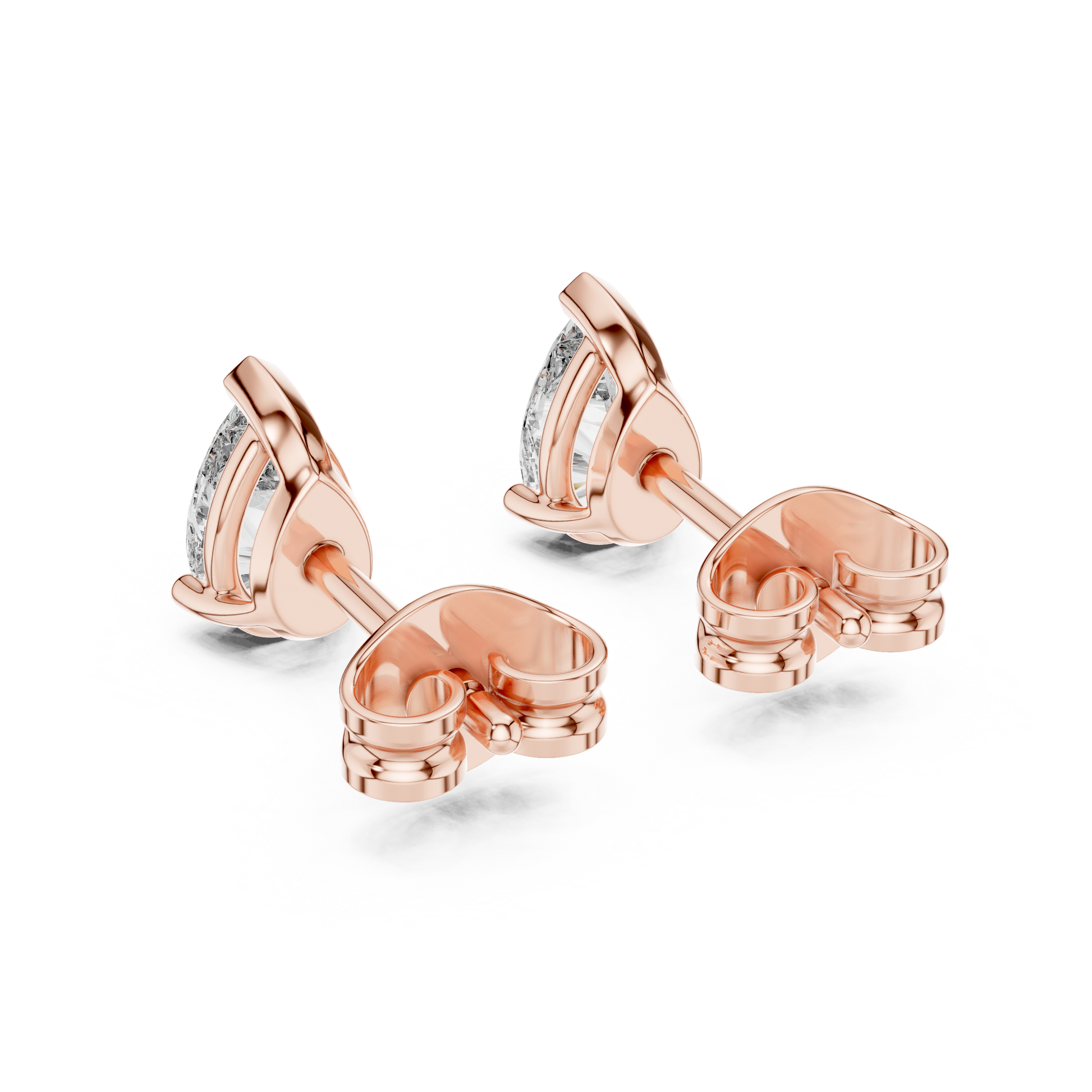 Pear Cut Lab Grown Diamond Stud Earrings in Rose Gold