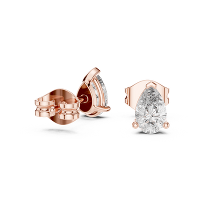 Pear Cut Lab Grown Diamond Stud Earrings in Rose Gold
