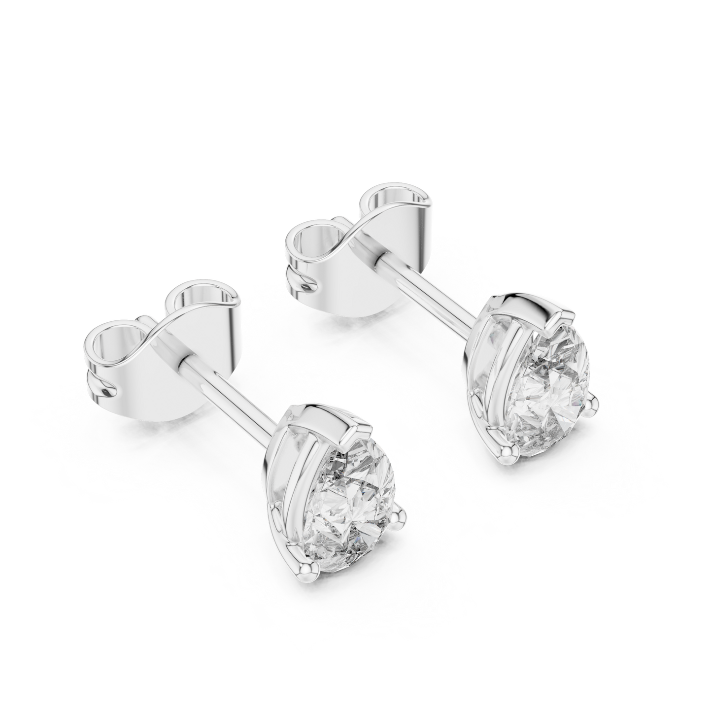 Pear Cut Lab Grown Diamond Stud Earrings in Silver