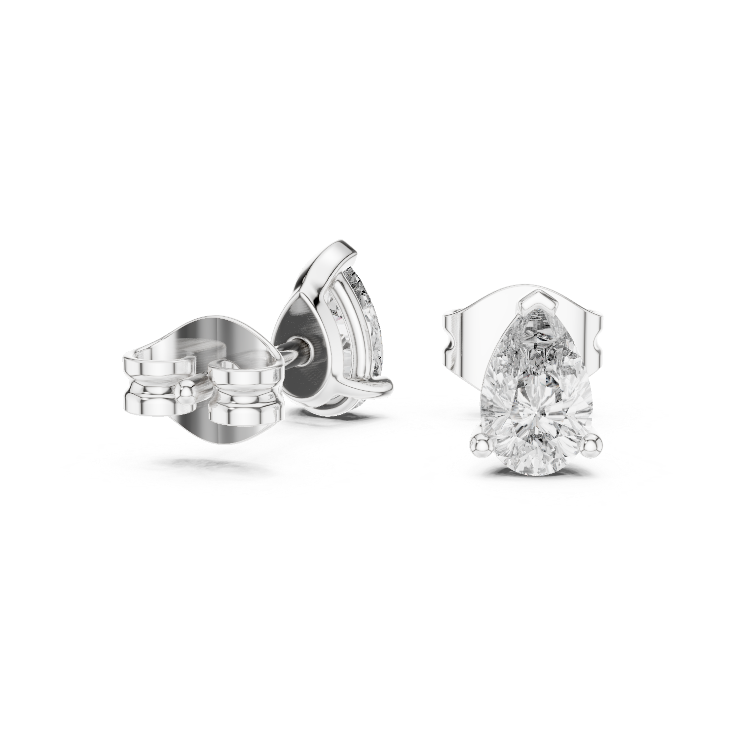 Pear Cut Lab Grown Diamond Stud Earrings in Silver