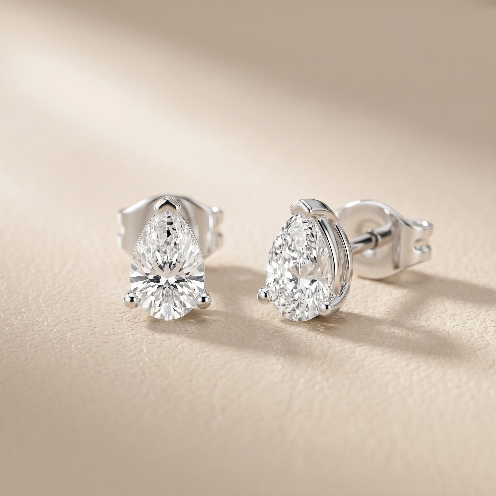 Pear Cut Lab Grown Diamond Stud Earrings in Platinum