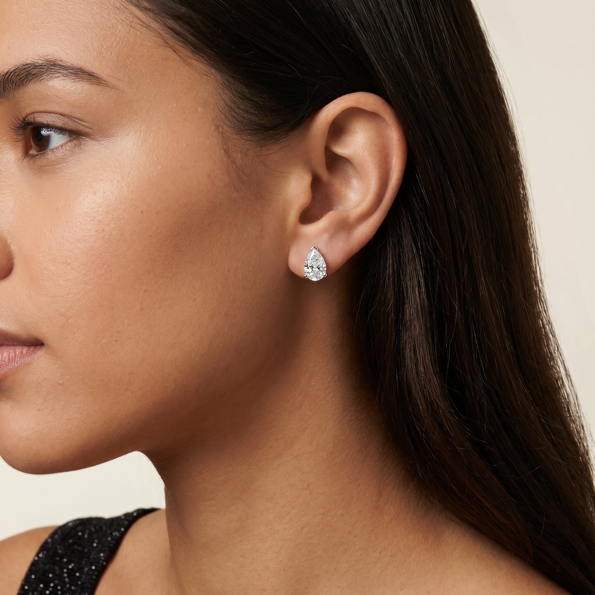 Pear Cut Lab Grown Diamond Stud Earrings in White Gold