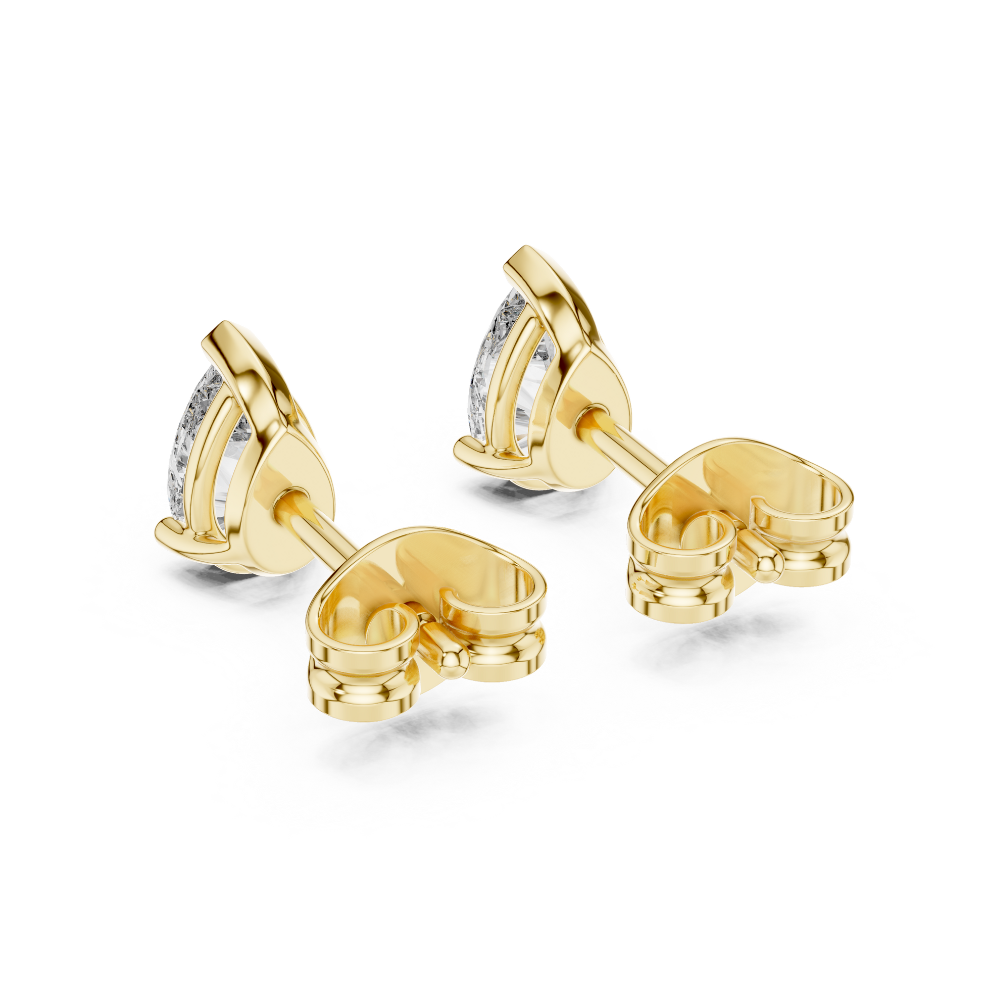 Pear Cut Lab Grown Diamond Stud Earrings in Yellow Gold
