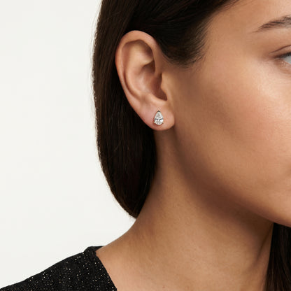Pear Cut Lab Grown Diamond Stud Earrings in Yellow Gold