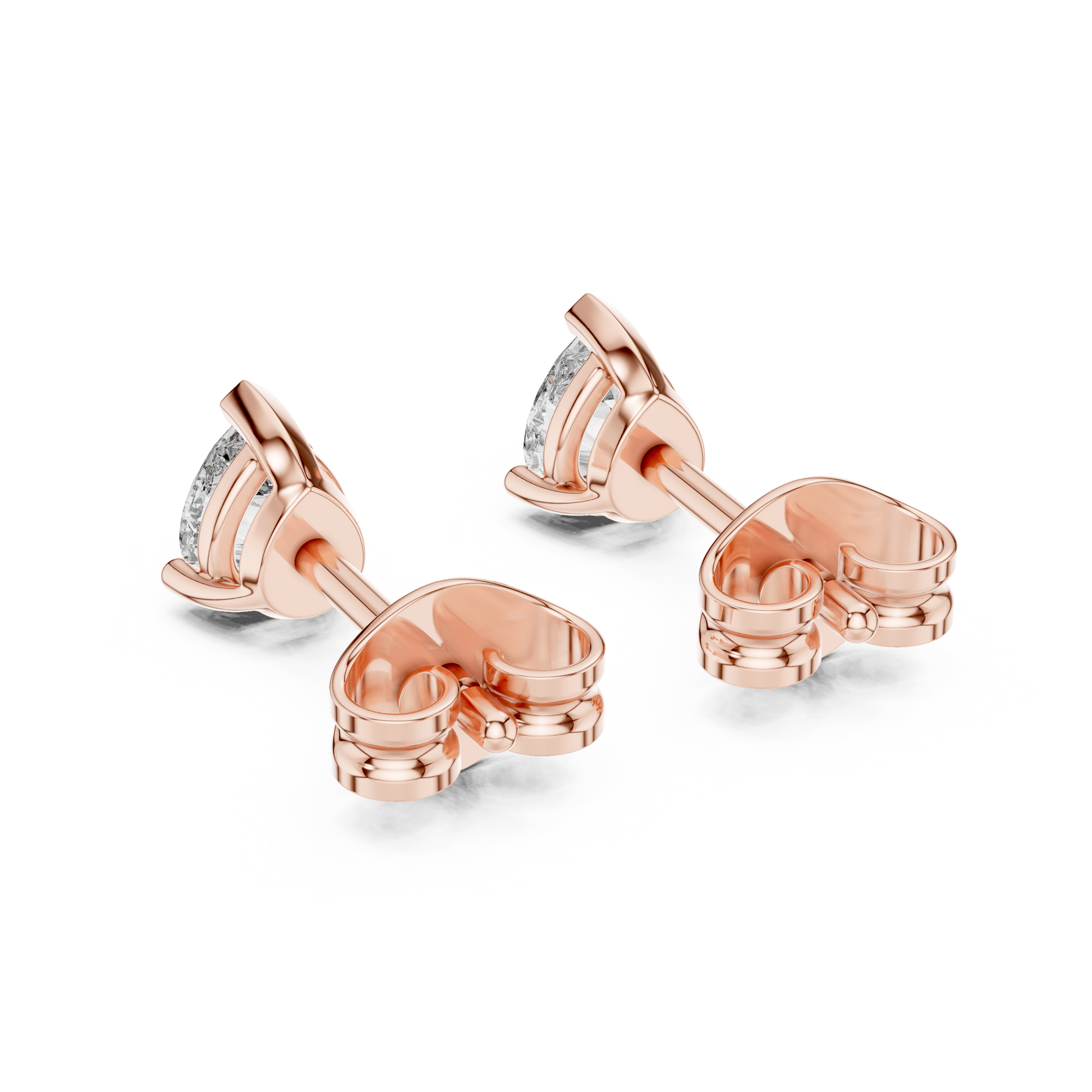 Pear Cut Lab Grown Diamond Stud Earrings in Rose Gold