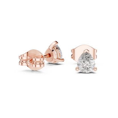 Pear Cut Lab Grown Diamond Stud Earrings in Rose Gold