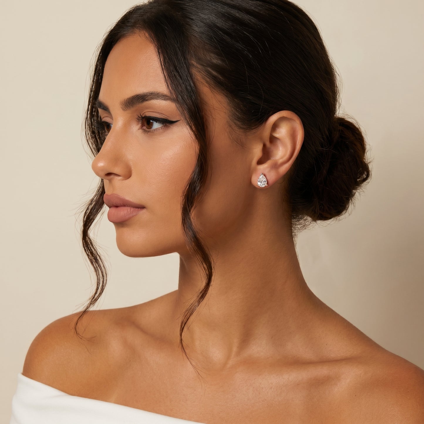 Pear Cut Lab Grown Diamond Stud Earrings in Rose Gold