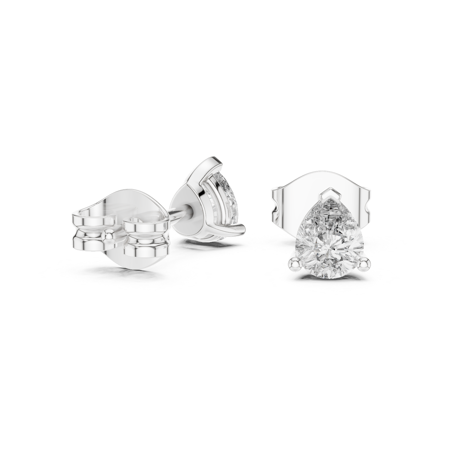 Pear Cut Lab Grown Diamond Stud Earrings in White Gold