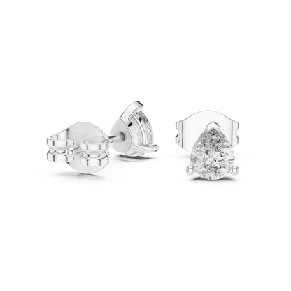 Pear Cut Lab Grown Diamond Stud Earrings in Silver