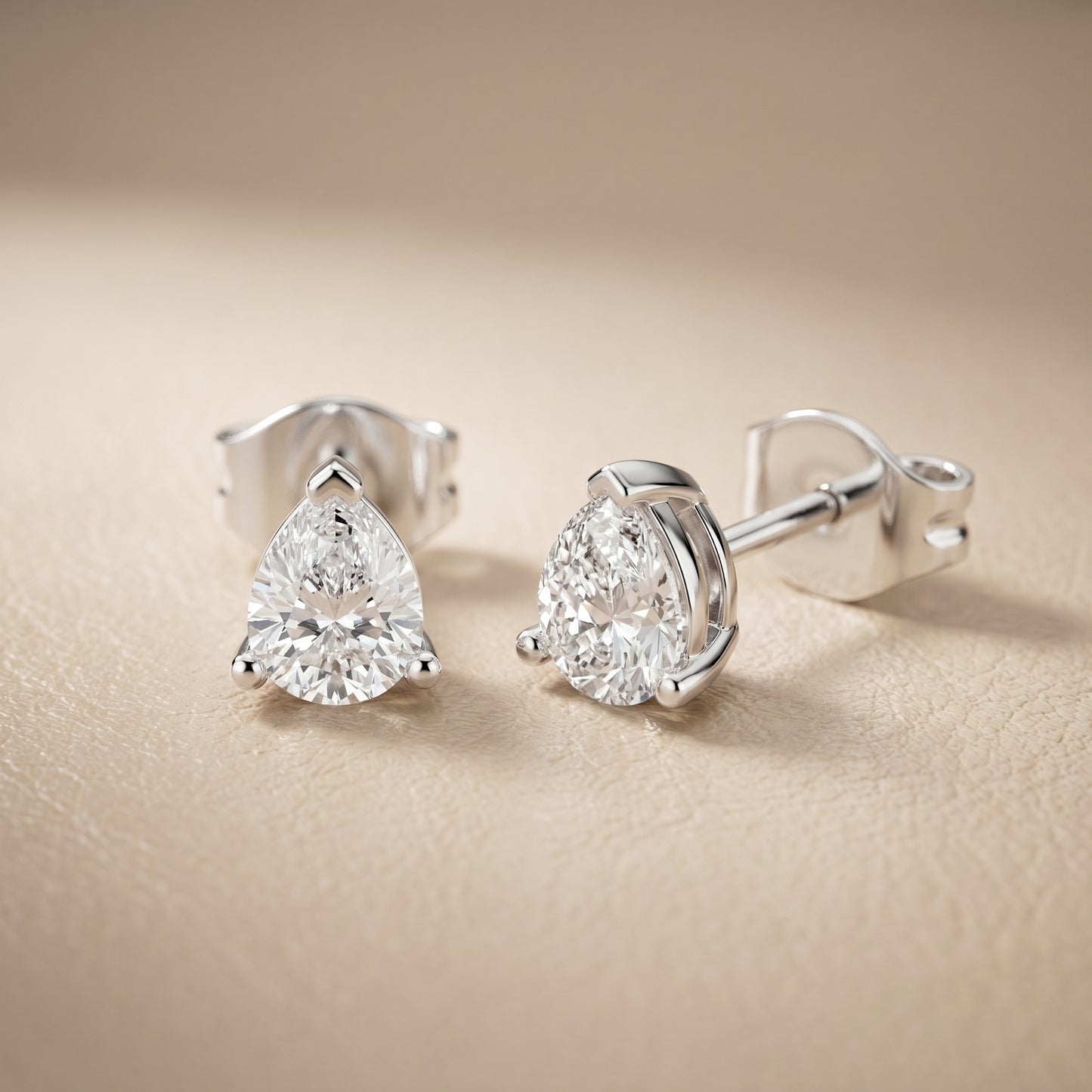 Pear Cut Lab Grown Diamond Stud Earrings in Silver