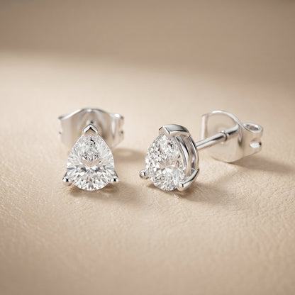 Pear Cut Lab Grown Diamond Stud Earrings in Silver