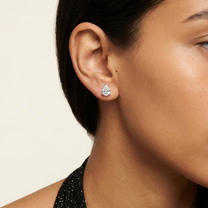 Pear Cut Lab Grown Diamond Stud Earrings in Silver
