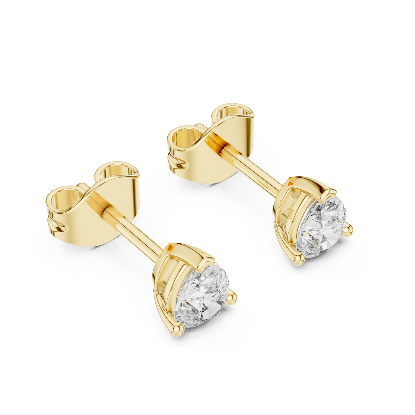 Pear Cut Lab Grown Diamond Stud Earrings in Yellow Gold