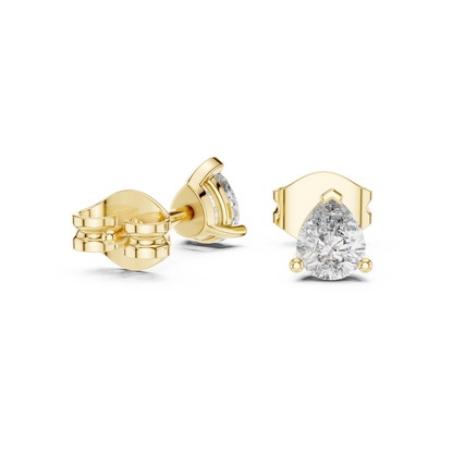 Pear Cut Lab Grown Diamond Stud Earrings in Yellow Gold