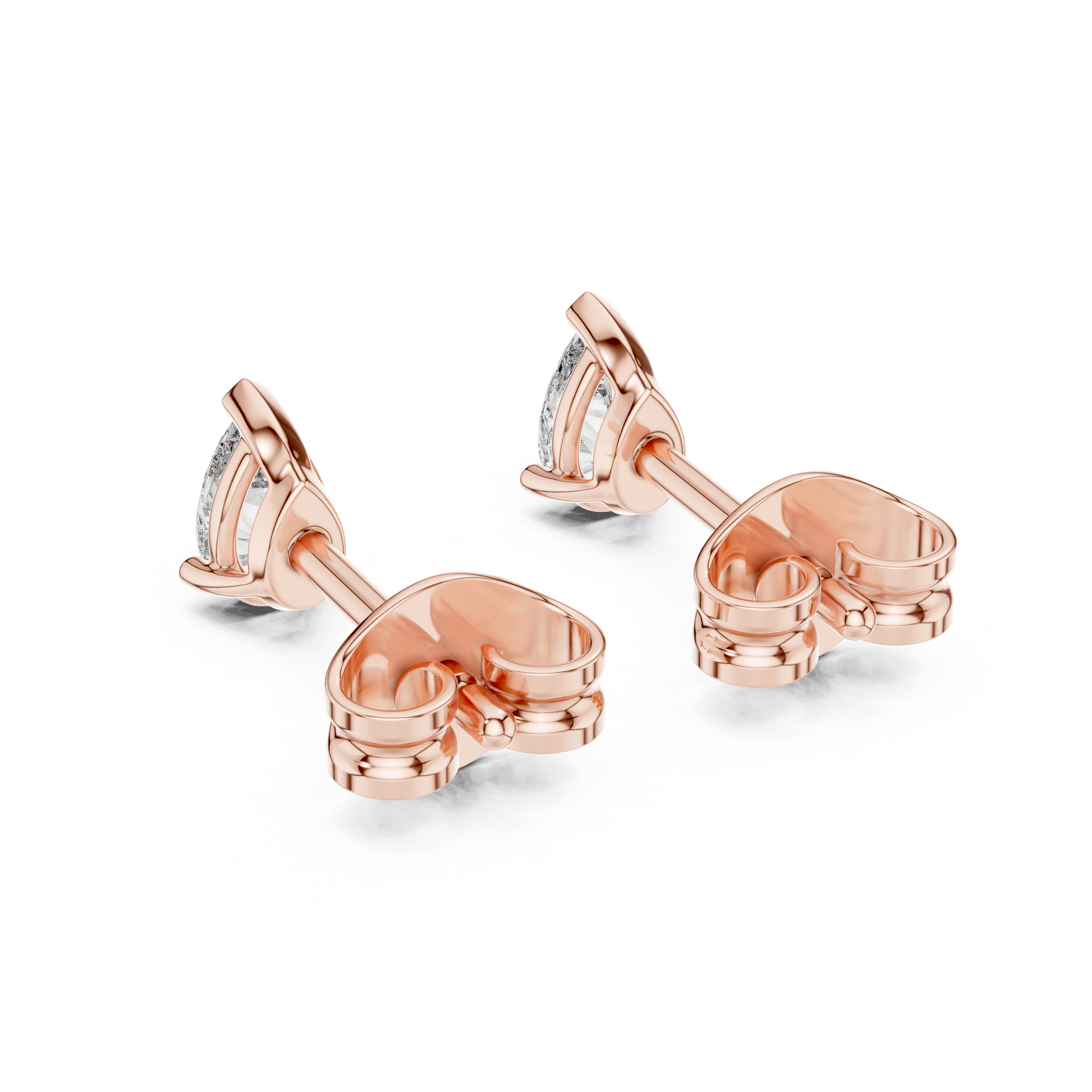 Pear Cut Lab Grown Diamond Stud Earrings in Rose Gold