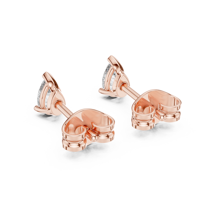 Pear Cut Lab Grown Diamond Stud Earrings in Rose Gold