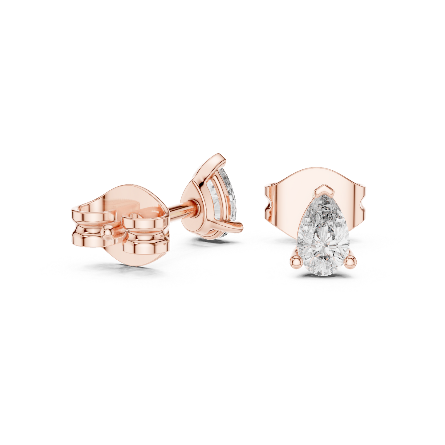 Pear Cut Lab Grown Diamond Stud Earrings in Rose Gold