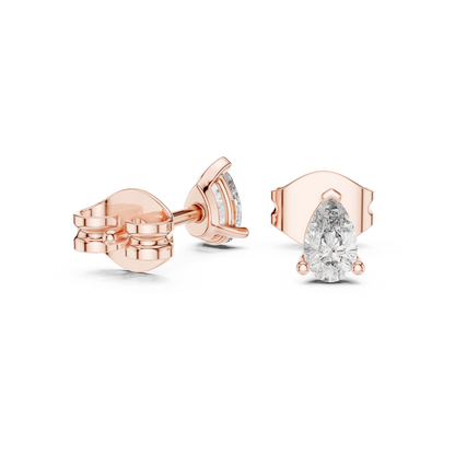 Pear Cut Lab Grown Diamond Stud Earrings in Rose Gold