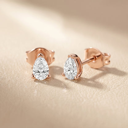 Pear Cut Lab Grown Diamond Stud Earrings in Rose Gold