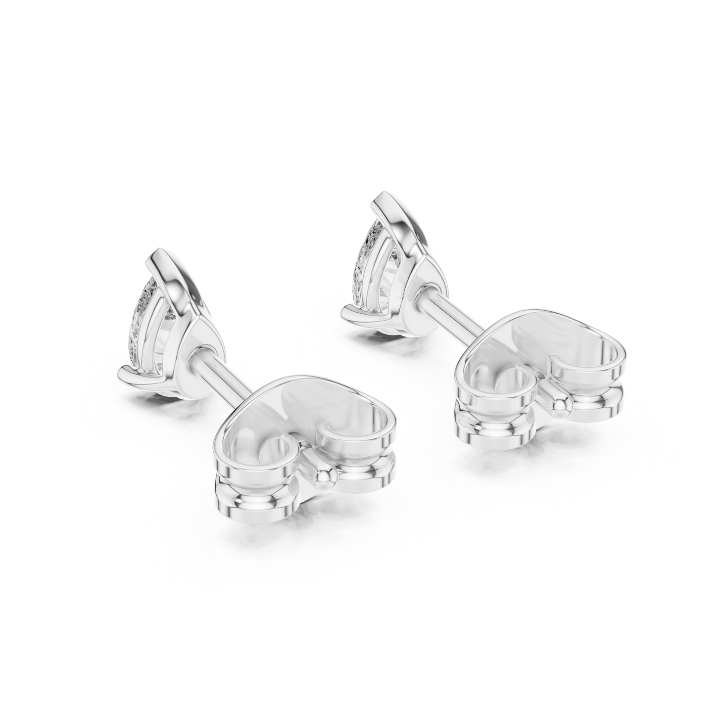 Pear Cut Lab Grown Diamond Stud Earrings in White Gold