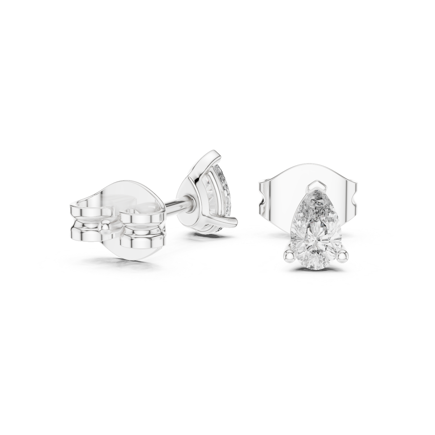 Pear Cut Lab Grown Diamond Stud Earrings in White Gold
