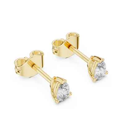 Pear Cut Lab Grown Diamond Stud Earrings in Yellow Gold