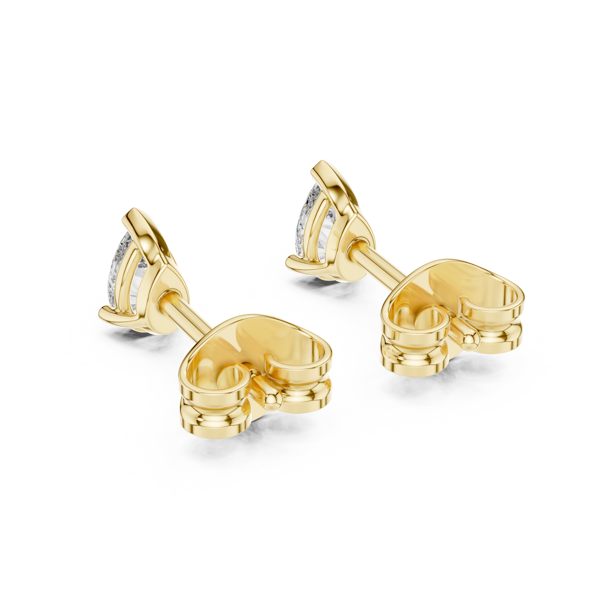 Pear Cut Lab Grown Diamond Stud Earrings in Yellow Gold