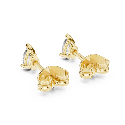 Pear Cut Lab Grown Diamond Stud Earrings in Yellow Gold