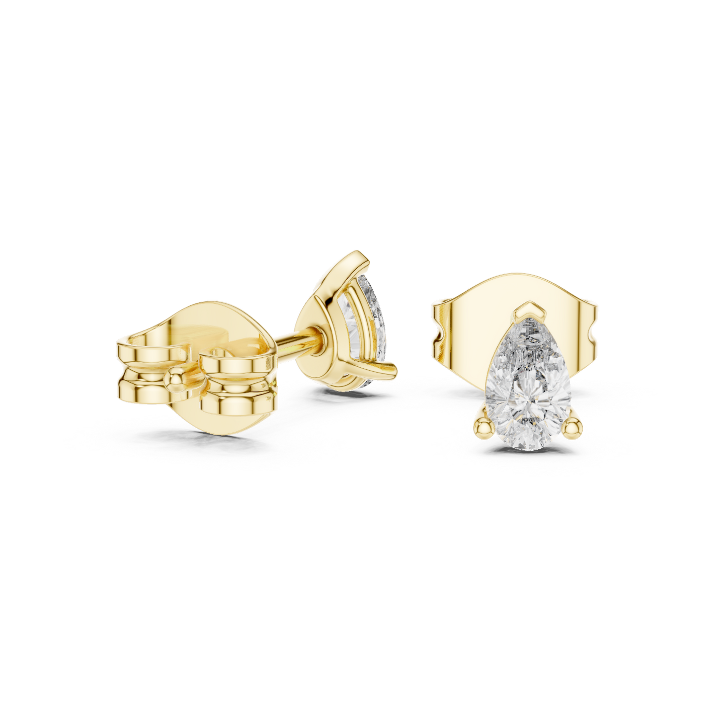 Pear Cut Lab Grown Diamond Stud Earrings in Yellow Gold