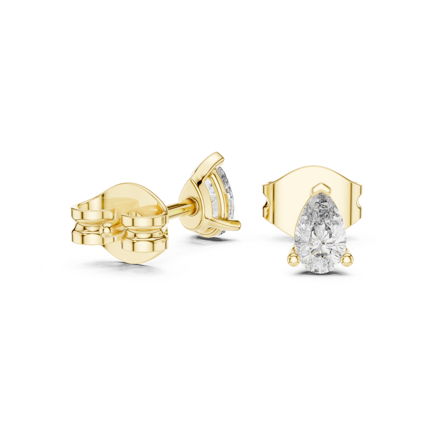 Pear Cut Lab Grown Diamond Stud Earrings in Yellow Gold