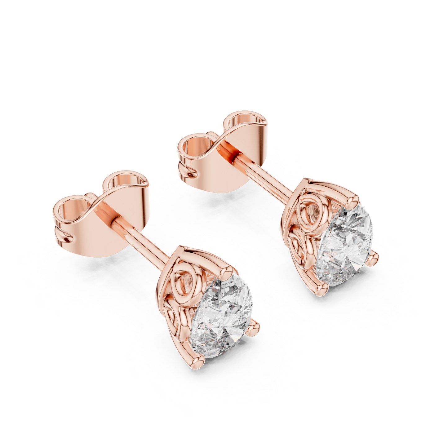 Pear Cut Lab Grown Diamond Stud Earrings in Rose Gold