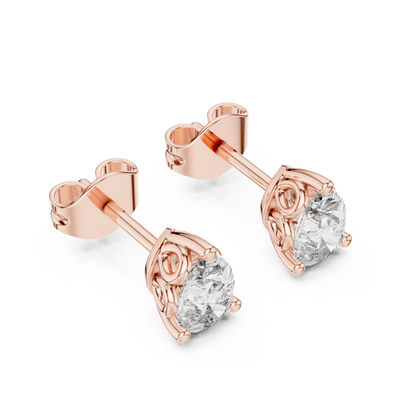 Pear Cut Lab Grown Diamond Stud Earrings in Rose Gold