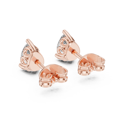Pear Cut Lab Grown Diamond Stud Earrings in Rose Gold