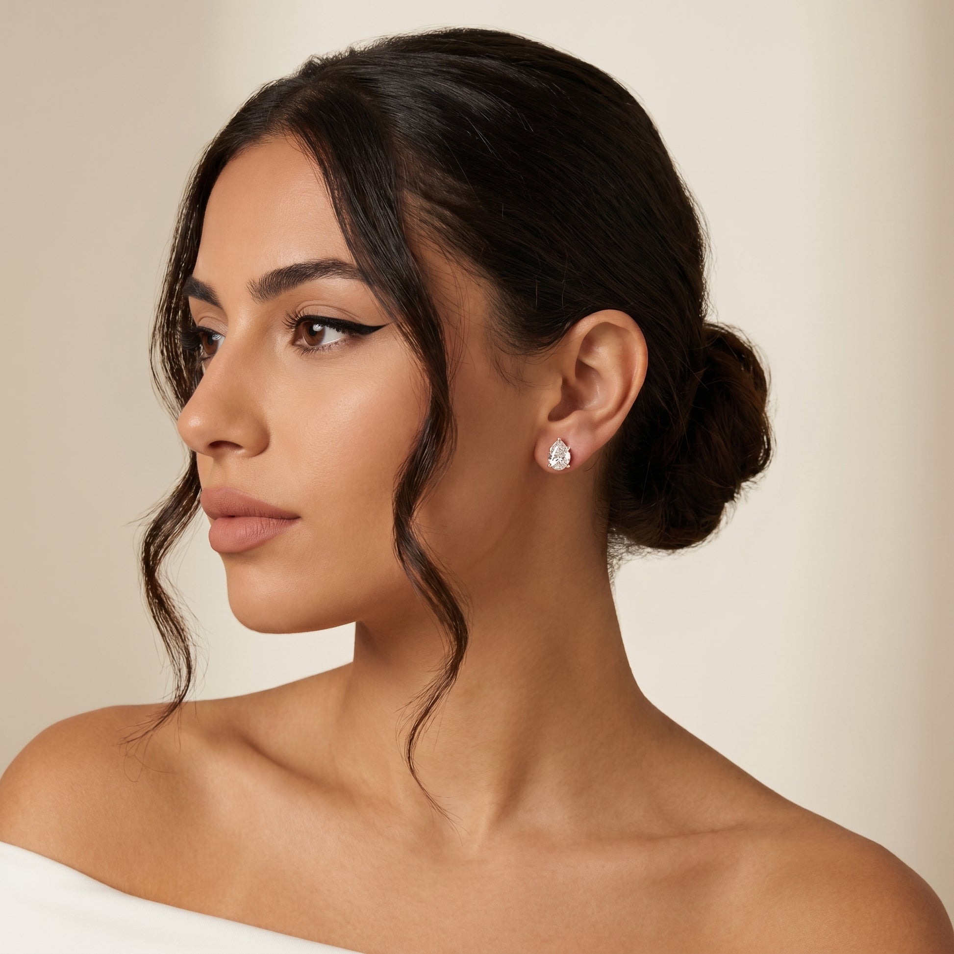 Pear Cut Lab Grown Diamond Stud Earrings in Rose Gold