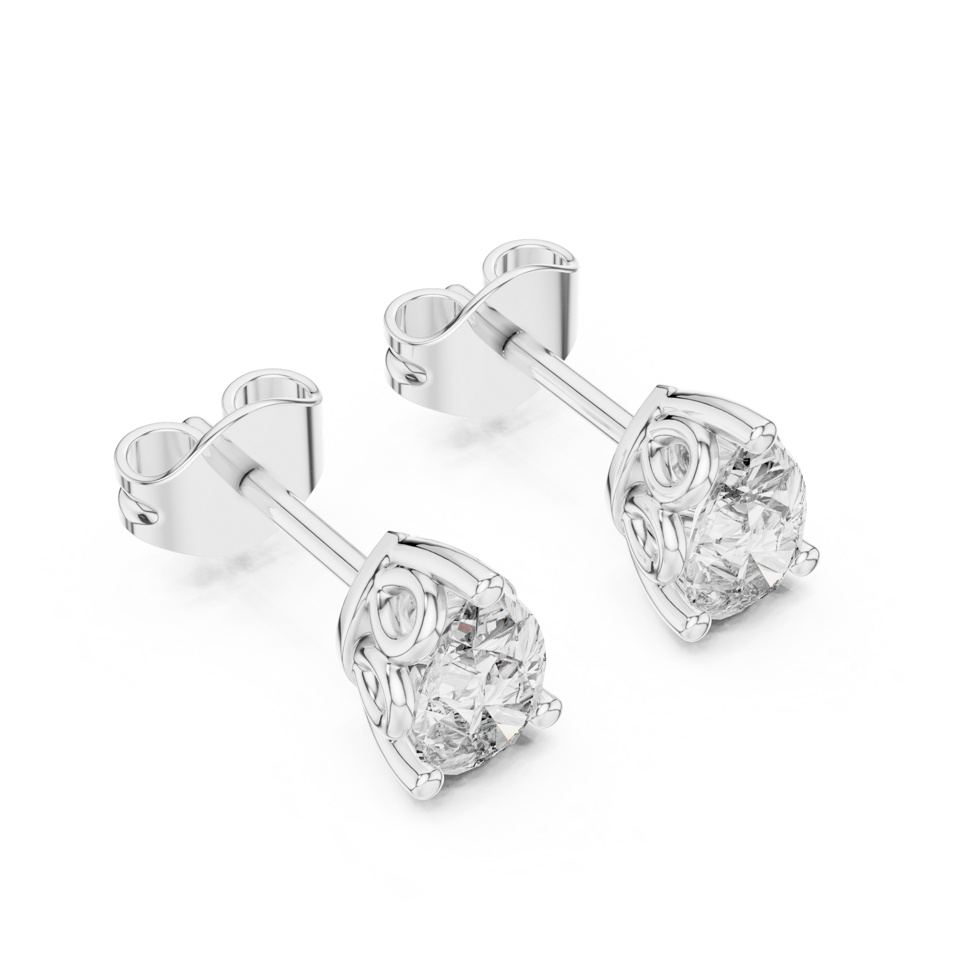 Pear Cut Lab Grown Diamond Stud Earrings in Silver