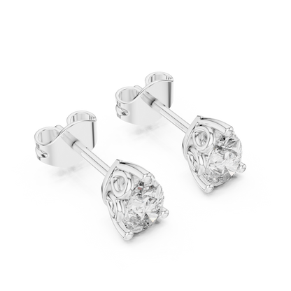 Pear Cut Lab Grown Diamond Stud Earrings in Silver