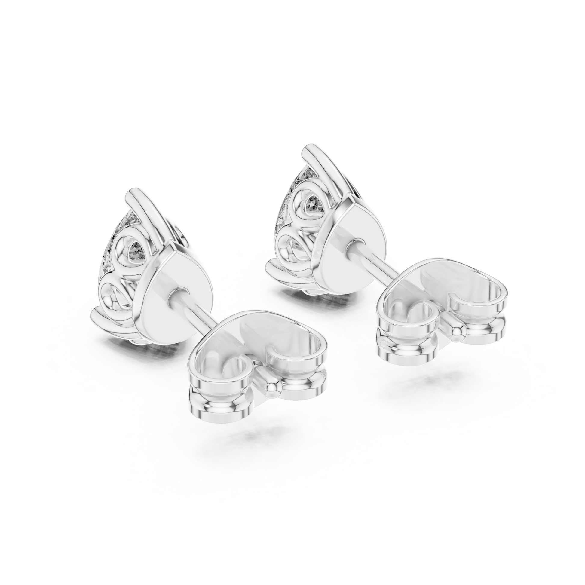 Pear Cut Lab Grown Diamond Stud Earrings in White Gold