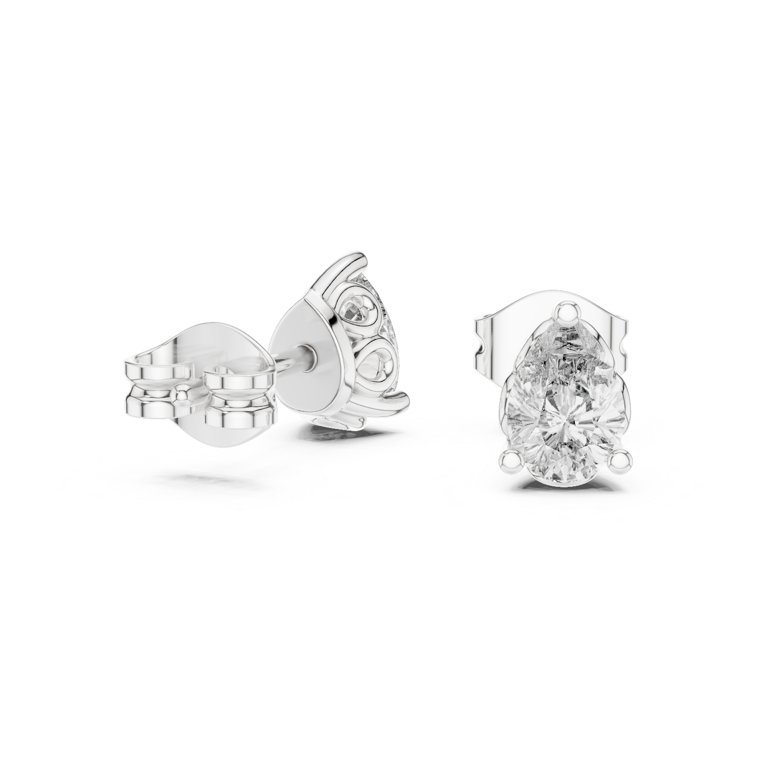 Pear Cut Lab Grown Diamond Stud Earrings in White Gold